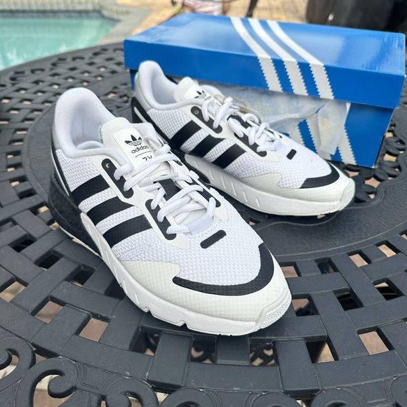 Adidas ZX 1K Boost White Black Men\'s Athletic Shoes FX6510